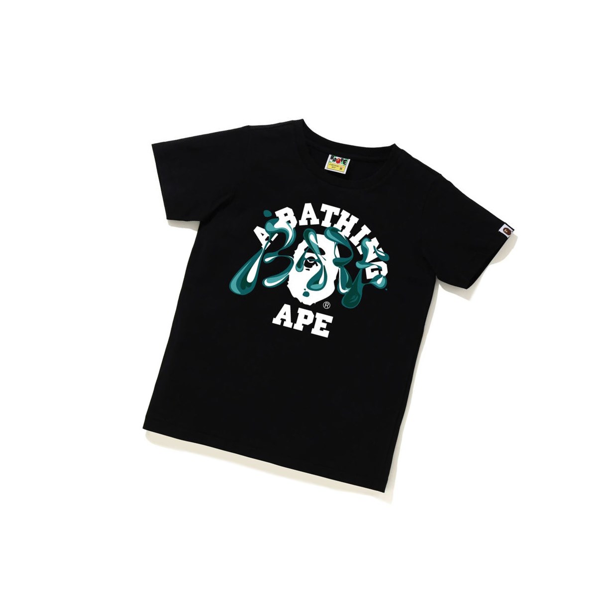 A BATHING APE Bape Marble Camo Liquid College Tee Kurzes Sleeve T-shirts Damen Schwarz | 340529-VFY