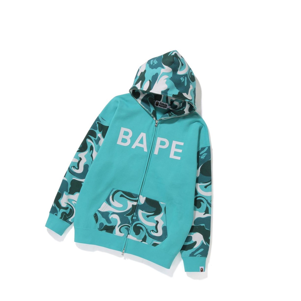 A BATHING APE Bape Marble Camo Oversized Full Zip Throughs Hoodie Damen Mintfarben | 409213-KML