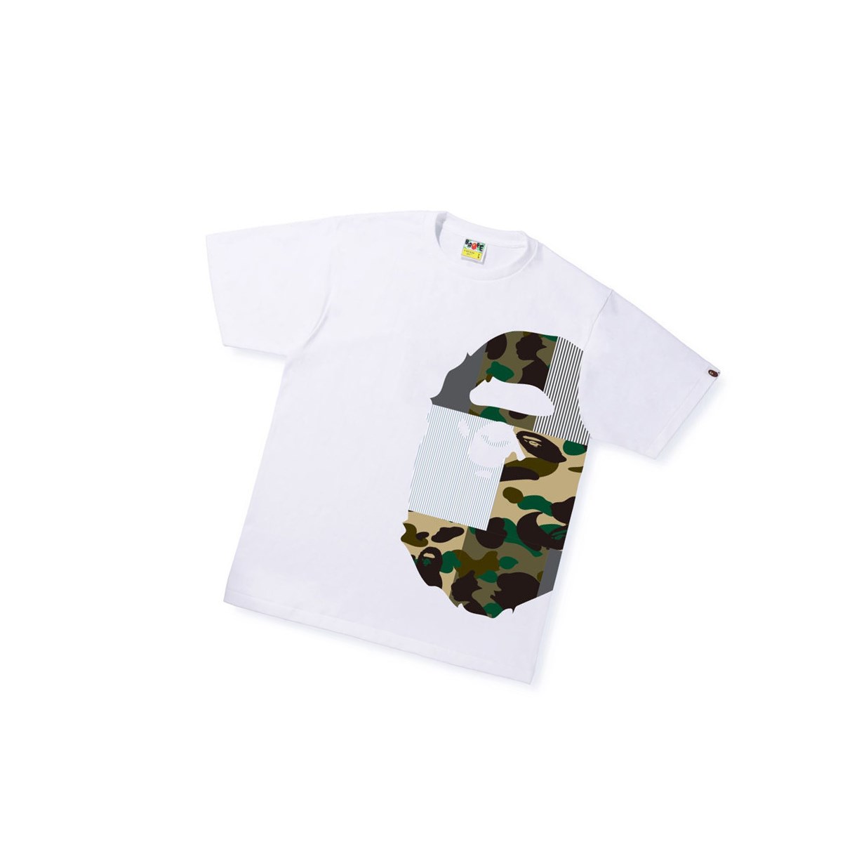 A BATHING APE Bape Military Crazy Side Big Ape Head Tee Kurzes Sleeve T-shirts Herren Weiß | 951687-EBX