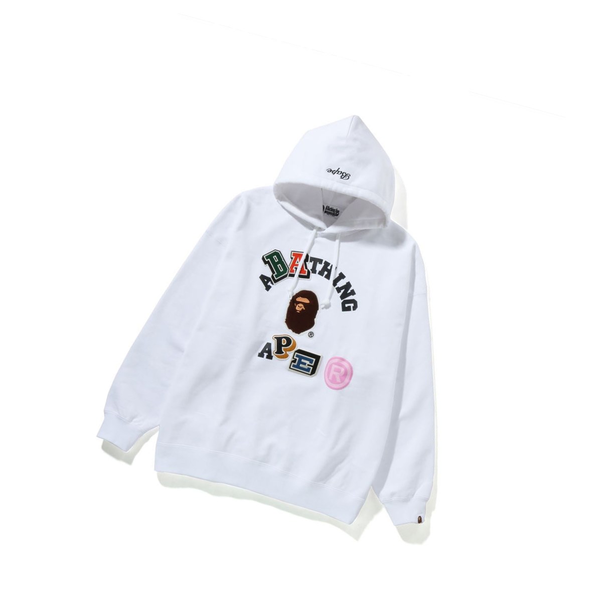 A BATHING APE Bape Multi Fonts College Oversized Hoodie Damen Weiß | 873295-TAP