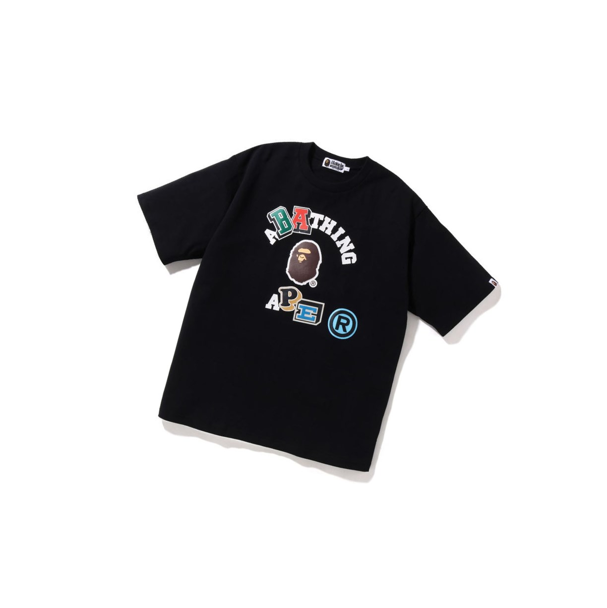 A BATHING APE Bape Multi Fonts Relaxed Fit College Tee Kurzes Sleeve T-shirts Herren Schwarz | 279401-JYS