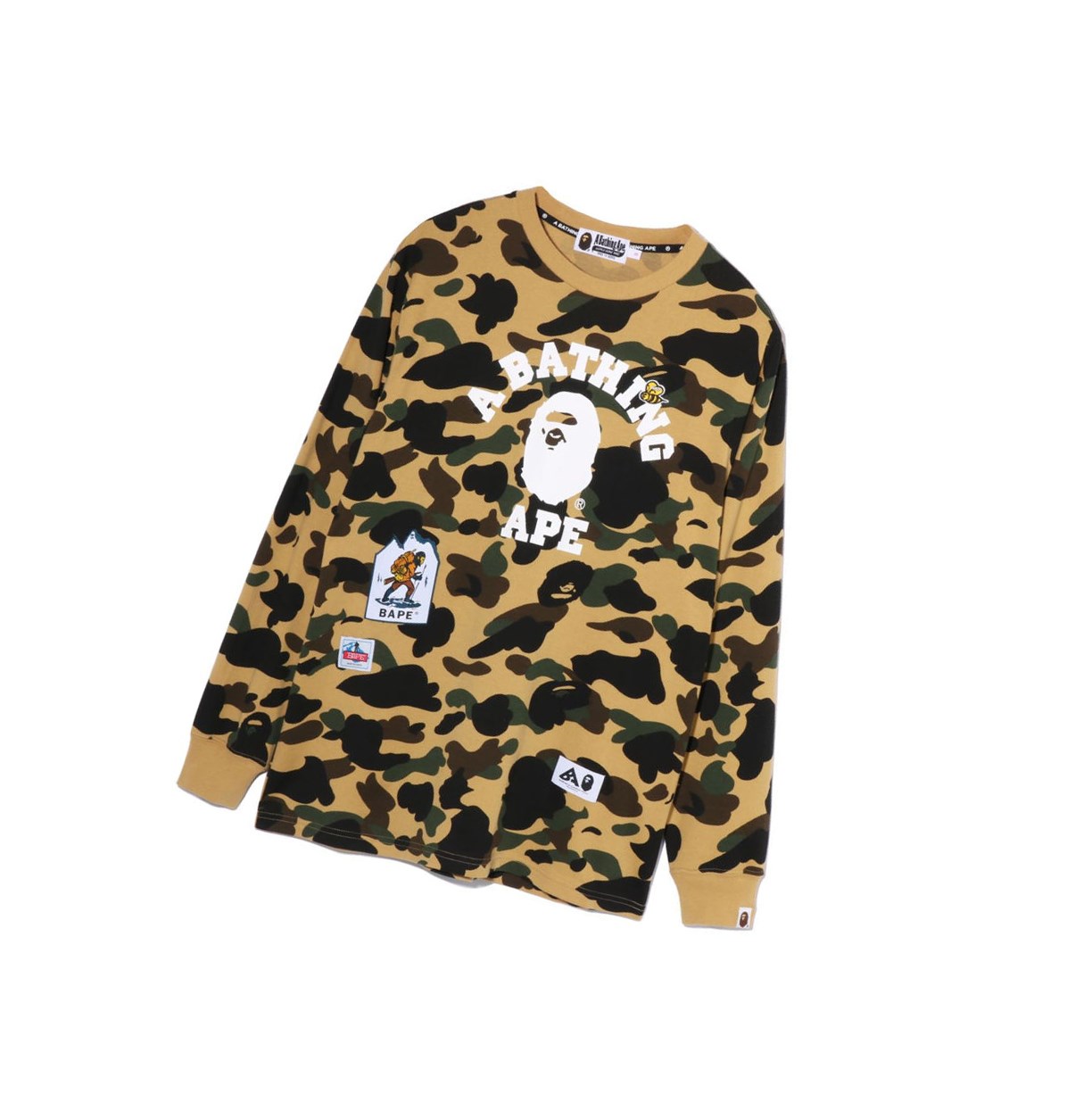 A BATHING APE Bape Multi Label 1st Camo L/S Tee Long Sleeve T-shirts Damen Gelb | 142385-QHD