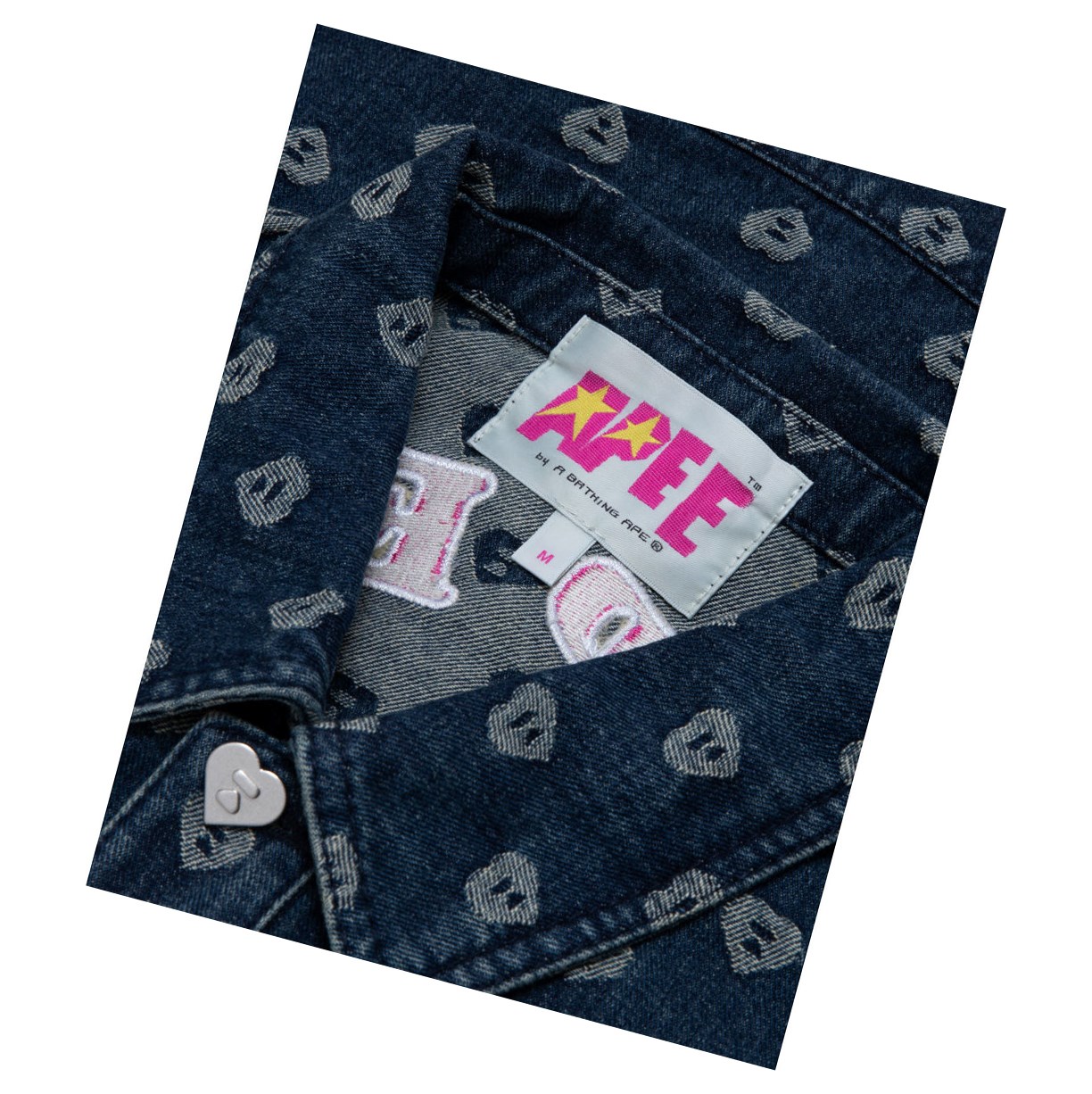 A BATHING APE Bape Patterned Denim Thin Jacke Damen Denim | 576821-RYH