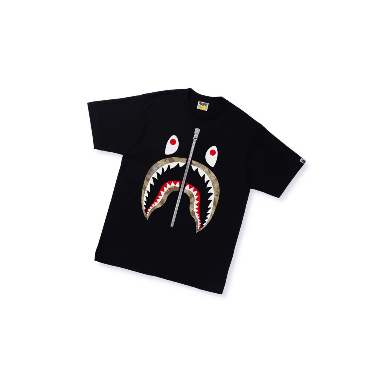 A BATHING APE Bape Sand Camo Shark Tee Kurzes Sleeve T-shirts Herren Schwarz | 863527-ACJ