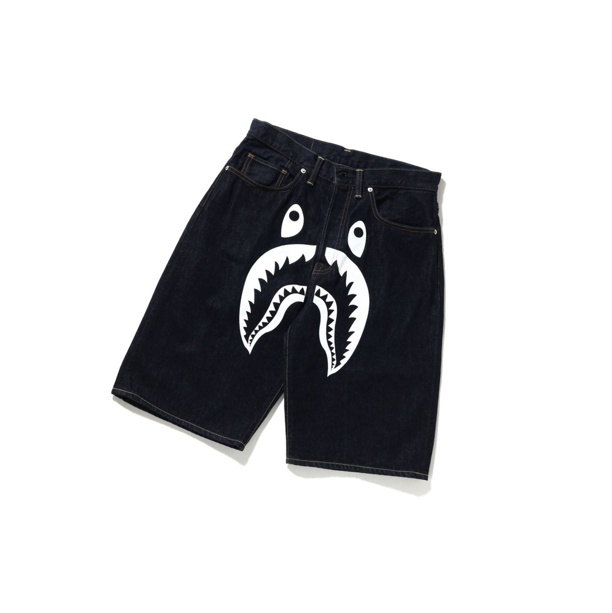 A BATHING APE Bape Shark Denim Kurze Hose Herren Denim | 026387-ZSV