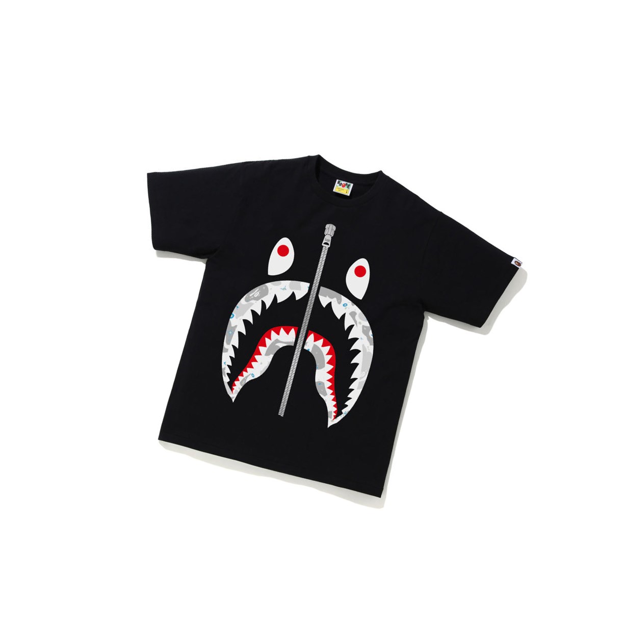 A BATHING APE Bape Space Camo Shark Tee Kurzes Sleeve T-shirts Herren Schwarz | 790153-IKM