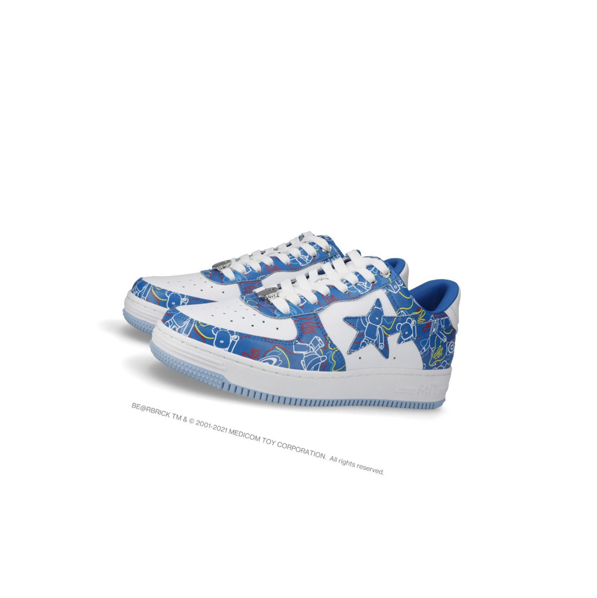 A BATHING APE Bape Sta X Medicom Toy Be@r Camo M1 Low Sneakers Herren Hellblau | 257398-IAL