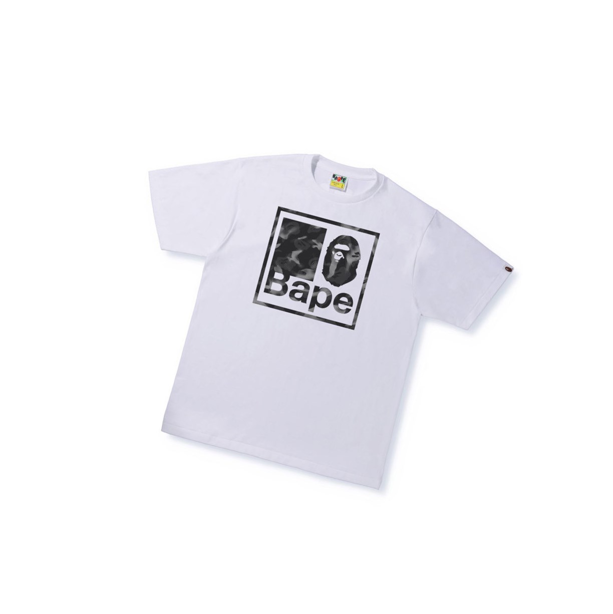 A BATHING APE Bape Stroke Camo Bape Quadrangle Tee Kurzes Sleeve T-shirts Herren Weiß | 216593-JXP