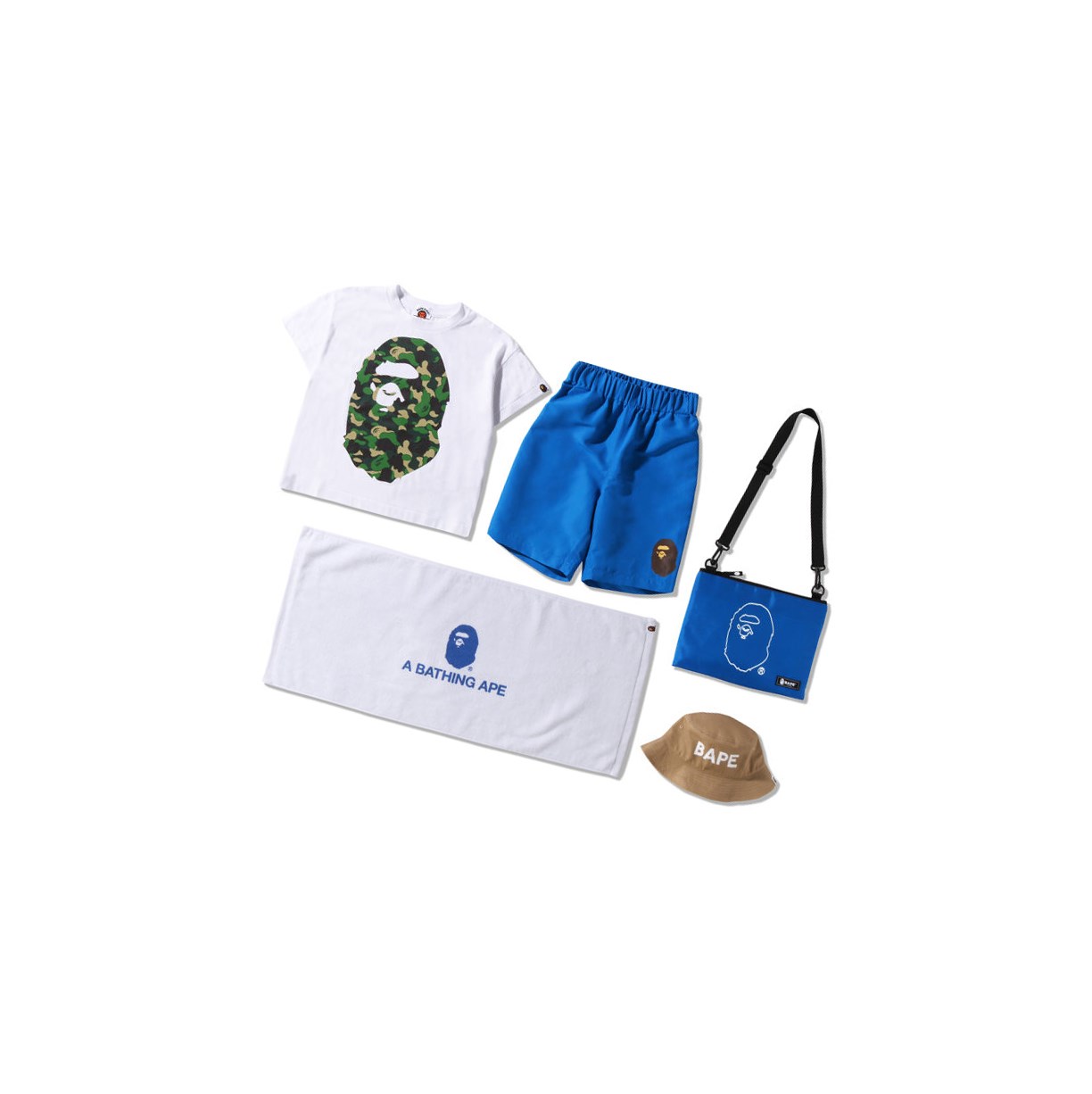 A BATHING APE Bape Summer Bag Vacation Beach T-shirts Kinder Blau | 297563-ZFO