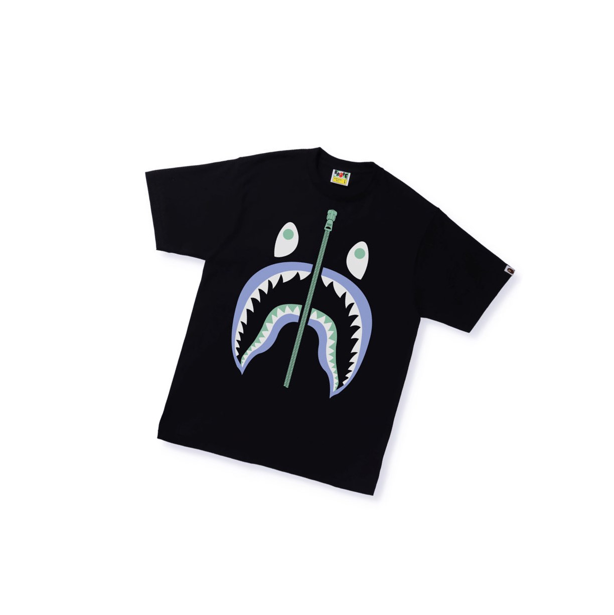 A BATHING APE Bape Text Code Camo Shark Tee Kurzes Sleeve T-shirts Herren Schwarz | 362547-QAG