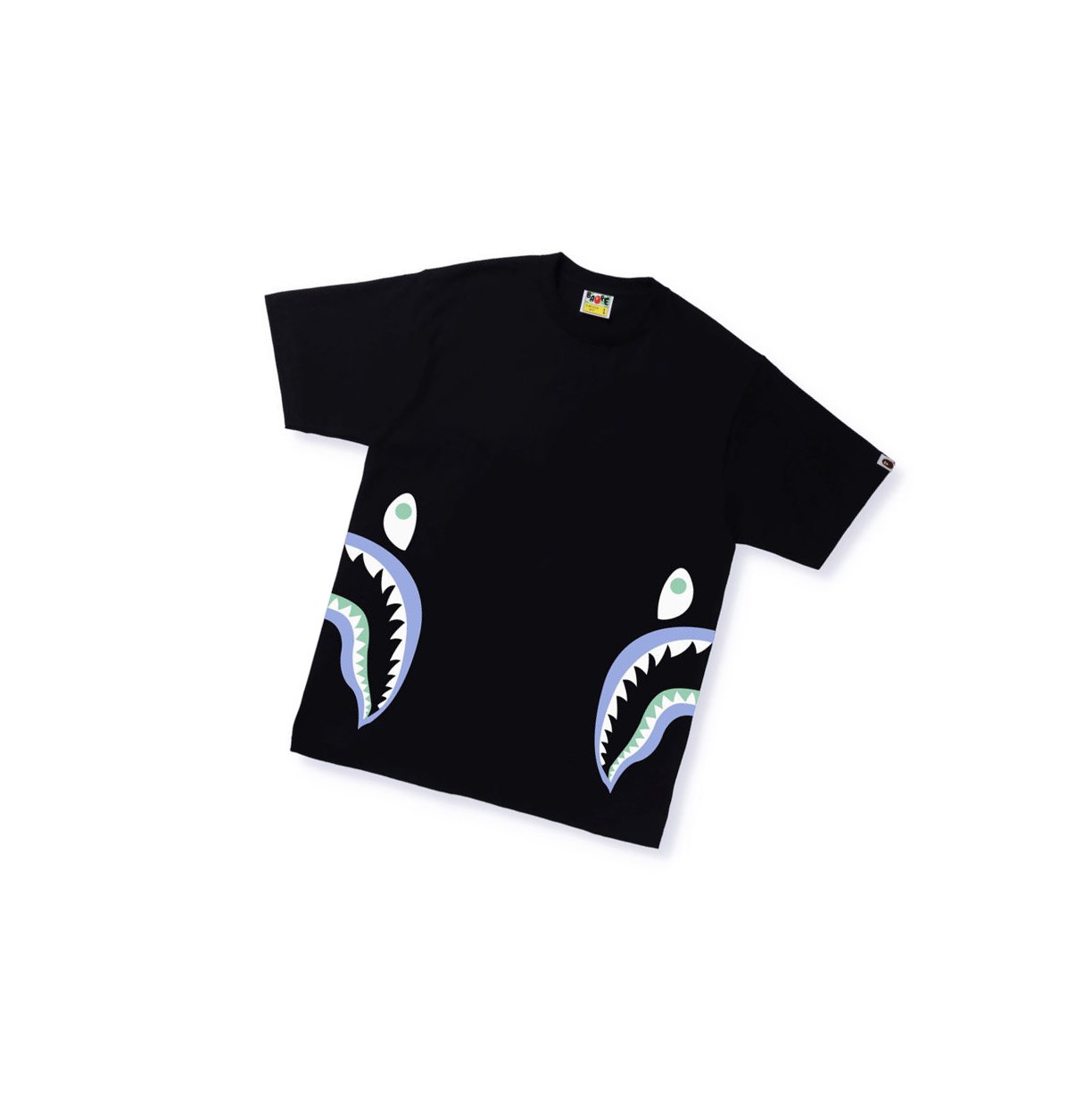 A BATHING APE Bape Text Code Camo Side Shark Tee Kurzes Sleeve T-shirts Herren Schwarz | 791342-HYU