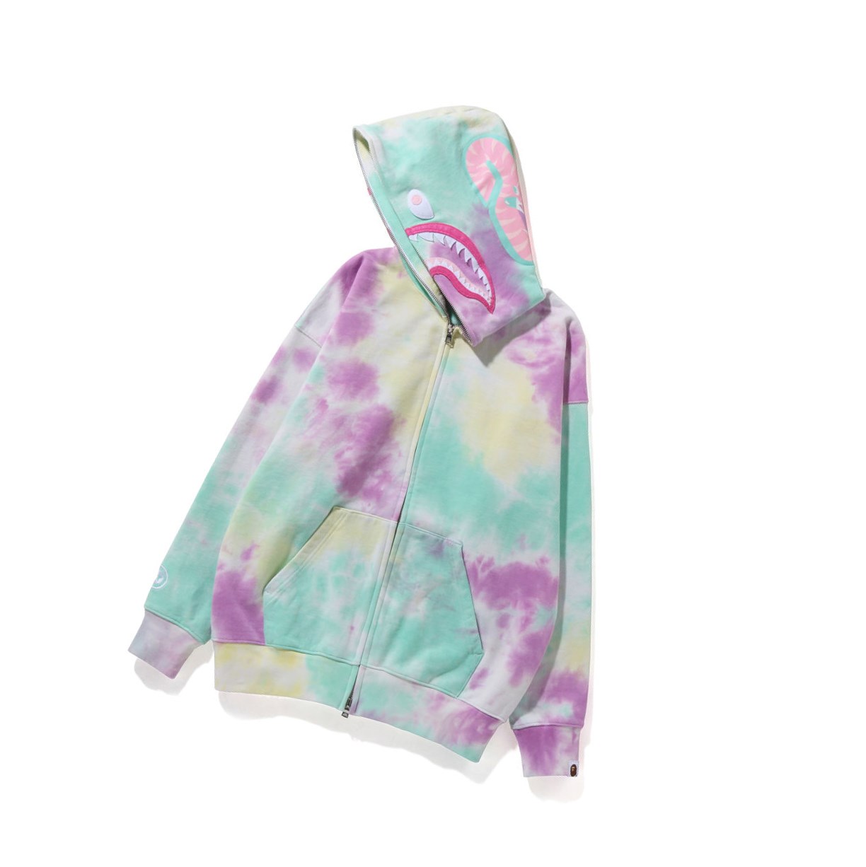 A BATHING APE Bape Tie-dye Shark Oversized Full Zip Throughs Hoodie Damen Caise | 027139-MRG