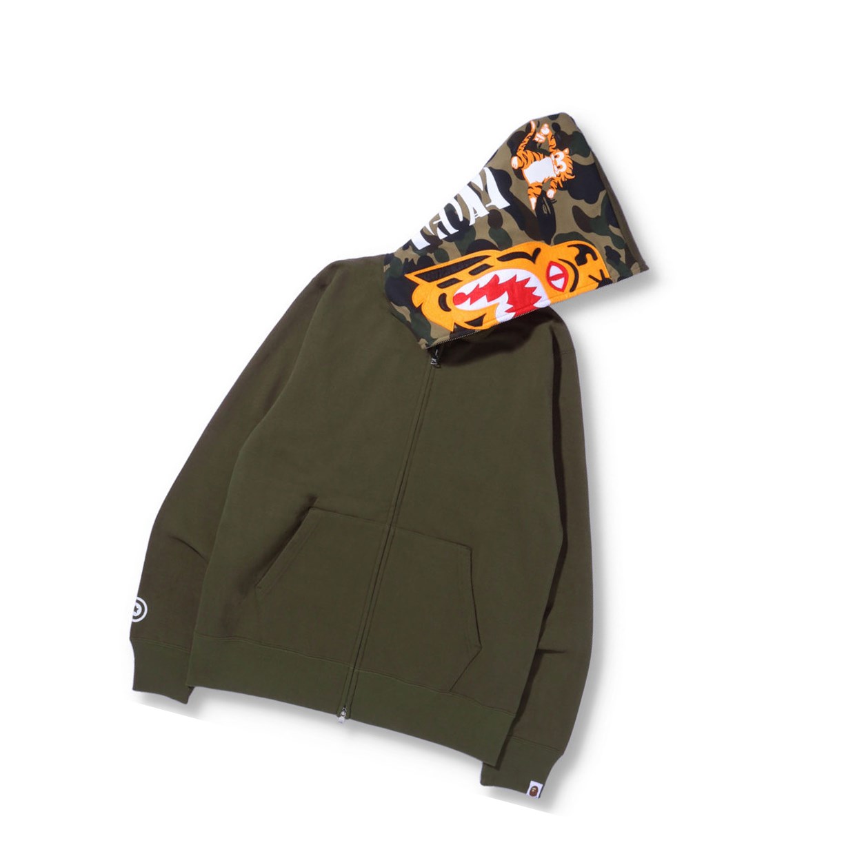 A BATHING APE Bape Tiger Full Zip Throughs Hoodie Herren Grün | 143205-JZA