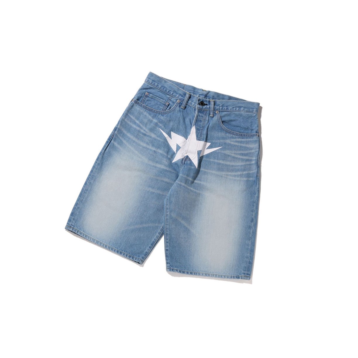 A BATHING APE Bape Twin Sta Denim Kurze Hose Herren Denim | 423071-VAR