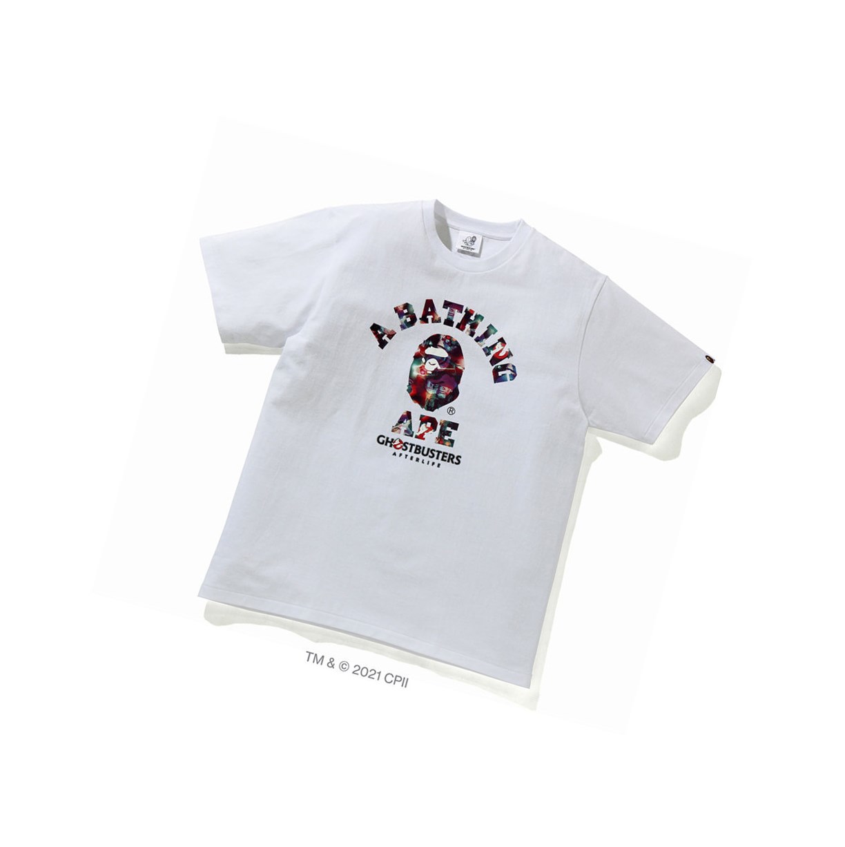 A BATHING APE Bape X Ghostbusters Camo College Tee Kurzes Sleeve T-shirts Herren Weiß | 194502-EWP