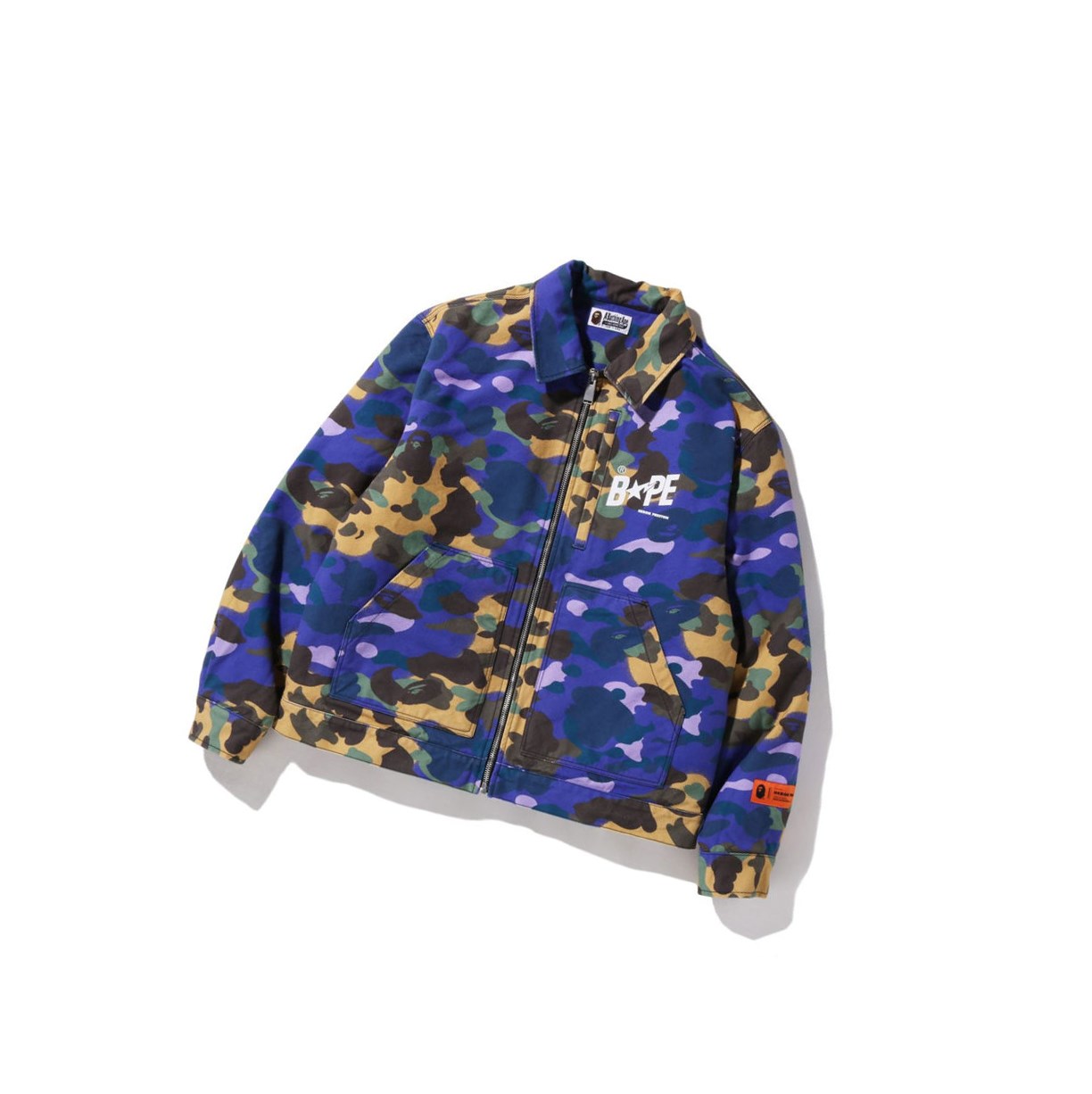 A BATHING APE Bape X Heron Preston Mix 1st Camo Duck Tracker M2 Jacke Herren Lila | 037964-ACS