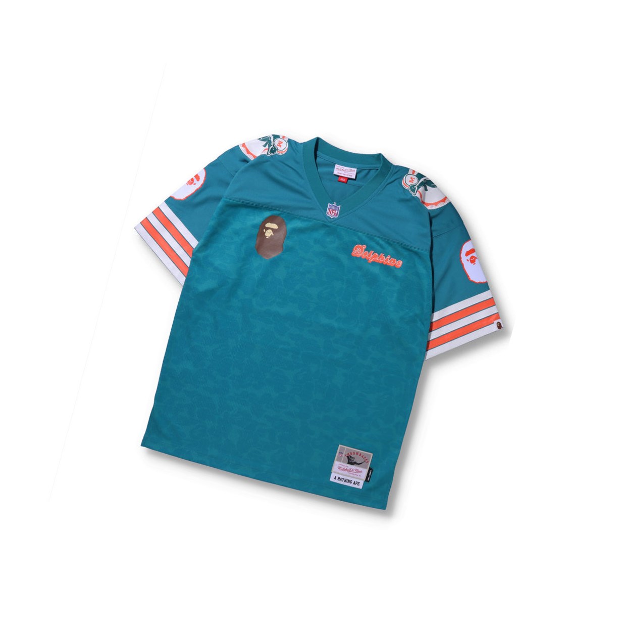 A BATHING APE Bape X M&n Nfl Miami Dolphins Legacy Jersey Kurzes Sleeve T-shirts Herren Mintfarben | 342601-GQV